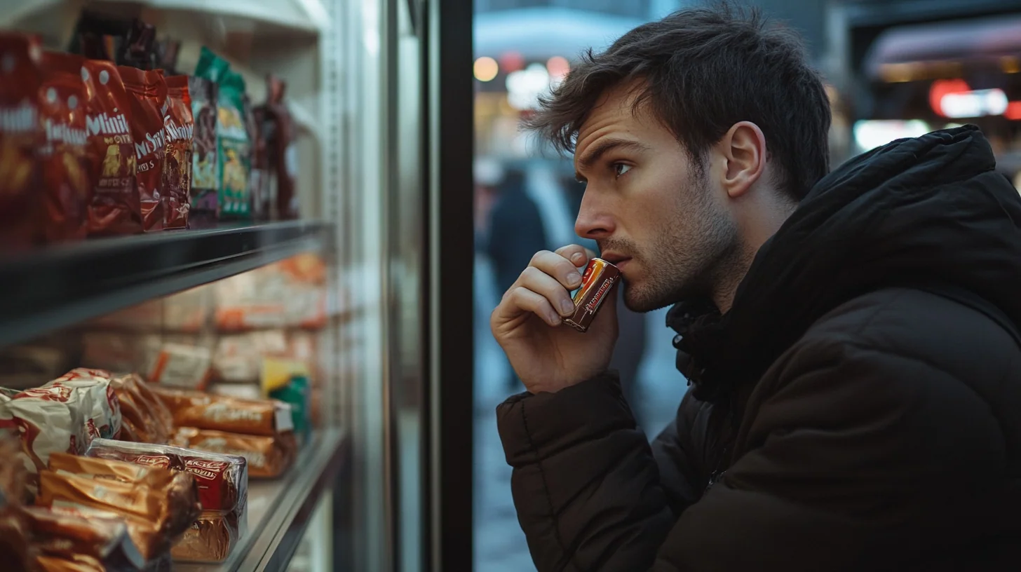 veonix__A_realistic_photograph_showing_a_man_thinking_about_buy_8b0018fd-f66e-4005-b499-1a5911542f59.png
