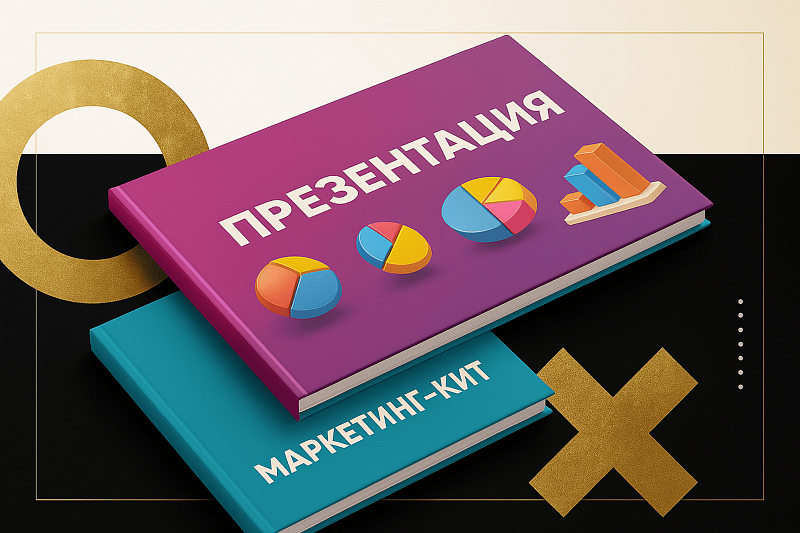 What is the difference between a presentation and a marketing kit?